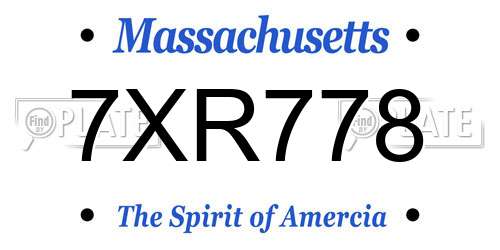 7XR778 Massachusetts License Plate