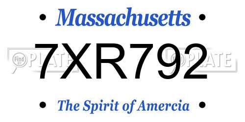 7XR792 Massachusetts License Plate