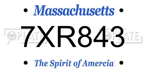 7XR843 Massachusetts License Plate