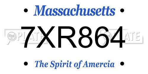7XR864 Massachusetts License Plate