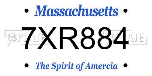 7XR884 Massachusetts License Plate