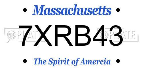 7XRB43 Massachusetts License Plate