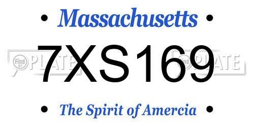 7XS169 Massachusetts License Plate