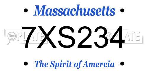 7XS234 Massachusetts License Plate