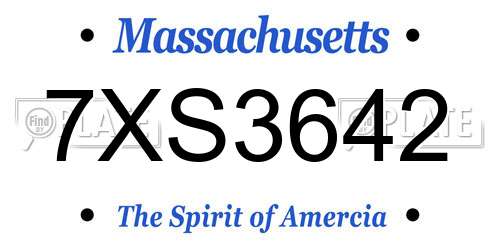 7XS3642 Massachusetts License Plate