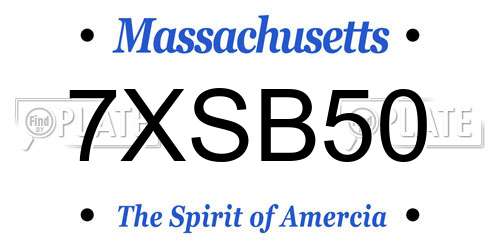 7XSB50 Massachusetts License Plate