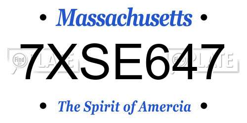 7XSE647 Massachusetts License Plate