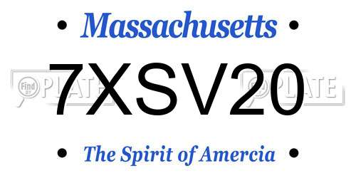 7XSV20 Massachusetts License Plate