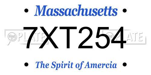 7XT254 Massachusetts License Plate