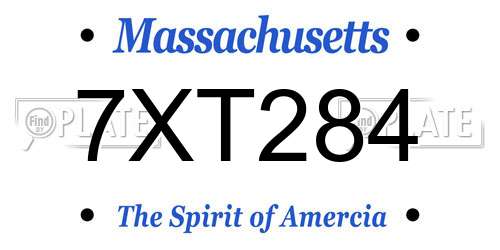 7XT284 Massachusetts License Plate