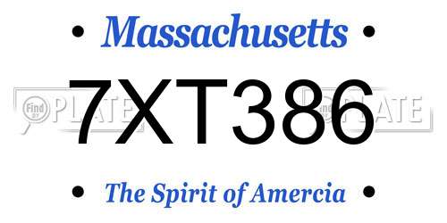 7XT386 Massachusetts License Plate