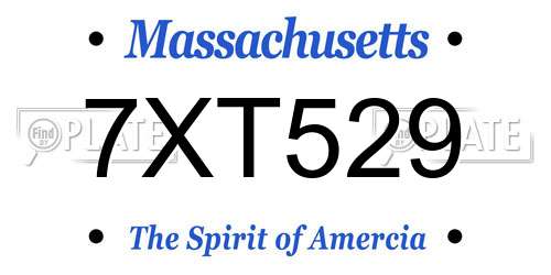 7XT529 Massachusetts License Plate