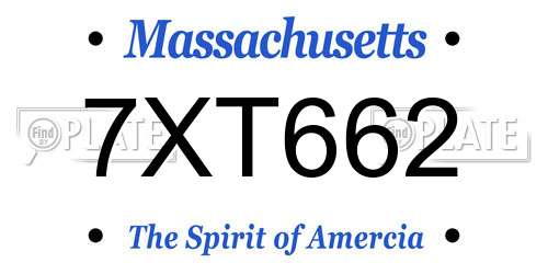 7XT662 Massachusetts License Plate
