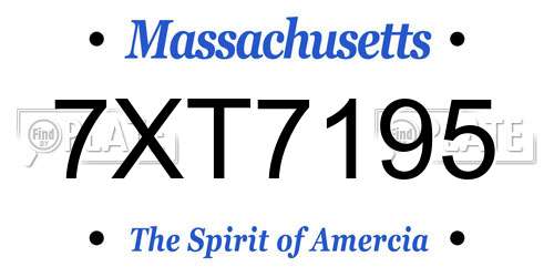 7XT7195 Massachusetts License Plate