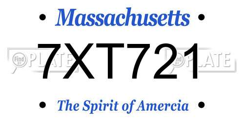 7XT721 Massachusetts License Plate
