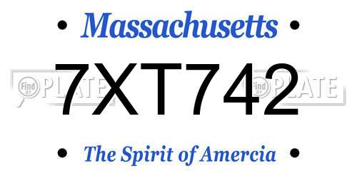 7XT742 Massachusetts License Plate