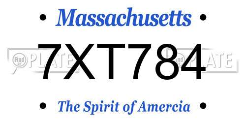 7XT784 Massachusetts License Plate