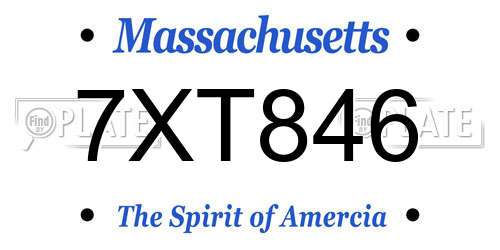 7XT846 Massachusetts License Plate