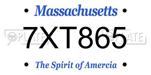 7XT865 Massachusetts License Plate