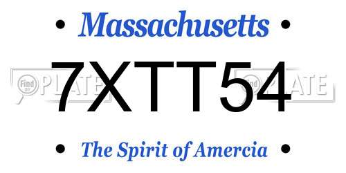 7XTT54 Massachusetts License Plate