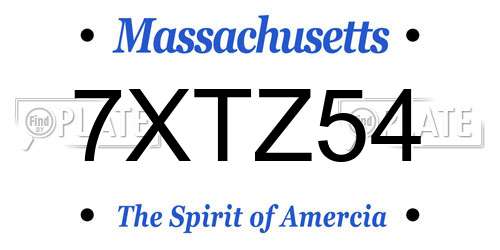 7XTZ54 Massachusetts License Plate