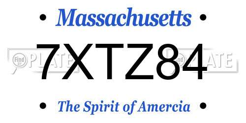 7XTZ84 Massachusetts License Plate