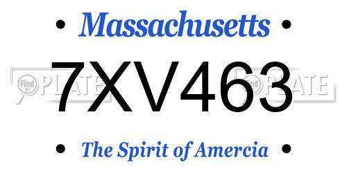 7XV463 Massachusetts License Plate