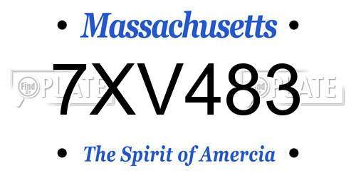 7XV483 Massachusetts License Plate