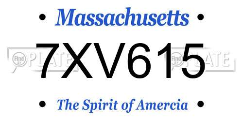 7XV615 Massachusetts License Plate