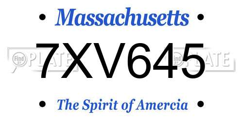 7XV645 Massachusetts License Plate
