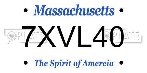 7XVL40 Massachusetts License Plate