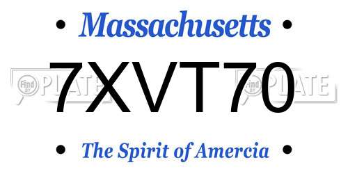 7XVT70 Massachusetts License Plate