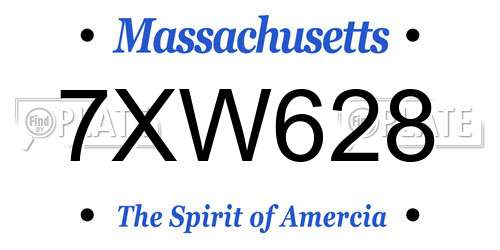 7XW628 Massachusetts License Plate
