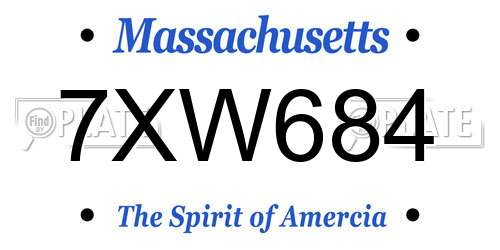 7XW684 Massachusetts License Plate