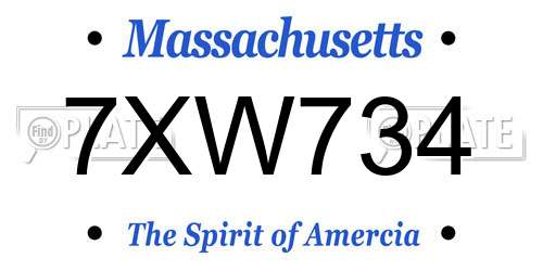 7XW734 Massachusetts License Plate