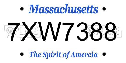 7XW7388 Massachusetts License Plate