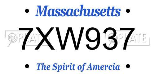 7XW937 Massachusetts License Plate