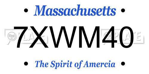 7XWM40 Massachusetts License Plate