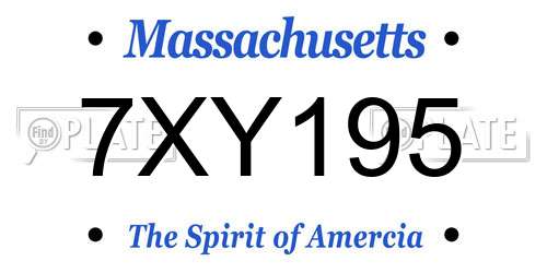 7XY195 Massachusetts License Plate