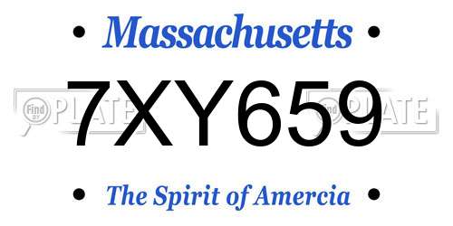 7XY659 Massachusetts License Plate