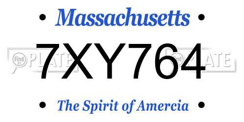7XY764 Massachusetts License Plate