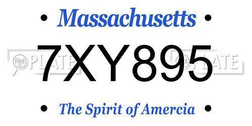 7XY895 Massachusetts License Plate