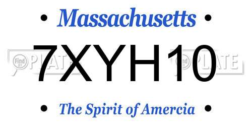 7XYH10 Massachusetts License Plate