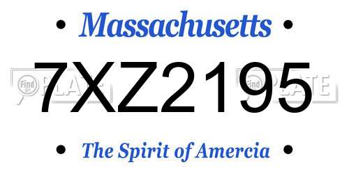 7XZ2195 Massachusetts License Plate
