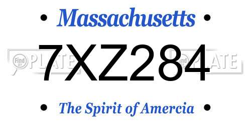 7XZ284 Massachusetts License Plate
