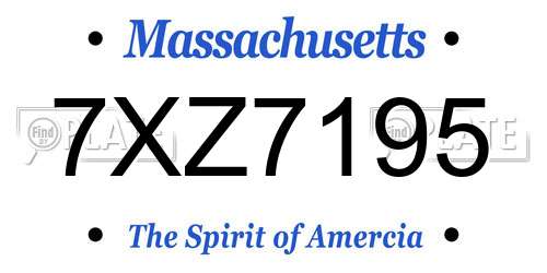 7XZ7195 Massachusetts License Plate