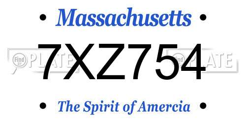 7XZ754 Massachusetts License Plate