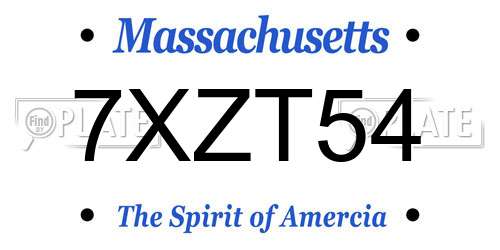 7XZT54 Massachusetts License Plate
