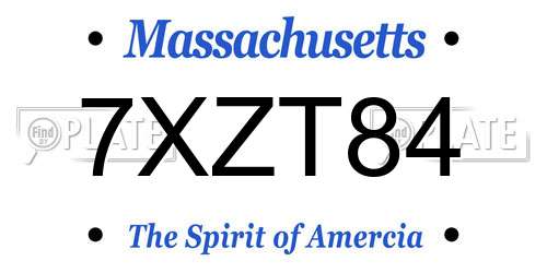 7XZT84 Massachusetts License Plate