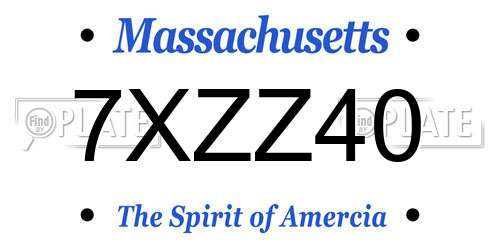 7XZZ40 Massachusetts License Plate